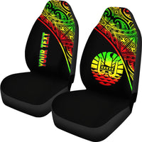 Tahiti Custom Personalised Car Seat Covers - Tahiti Flag Polynesian Reggae Curve - Polynesian Pride