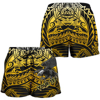 Samoa Polynesian Custom Personalised Women's Shorts - Eagle Tribal Pattern Yellow - Polynesian Pride