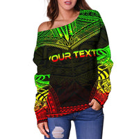 American Samoa Polynesian Chief Custom Personalised Women's Off Shoulder Sweater - Reggae Version - Polynesian Pride