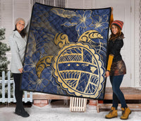 Hawaii Turtle Hibiscus Gold Premium Quilt - Kyn Style - Polynesian Pride