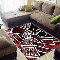 Cook Islands Area Rug - Tribal Flower Special Pattern Red Color - Polynesian Pride