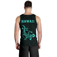 Hawaii Kakau Polynesian Hammerhead Shark Map Men's Tank Top - Turquoise - Polynesian Pride