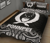 Pohnpei Quilt Bed Set - Pohnpei Flag Black Fog Style - Polynesian Pride