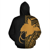 Papua New Guinea Polynesian All Over Zip up Hoodie Gold Line - Polynesian Pride