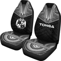 Tonga Car Seat Cover - Tonga Coat Of Arms Polynesian Chief Tattoo Black Version - Polynesian Pride
