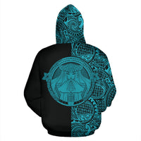 Polynesian Madame Pele Mauna Kea Hawaii Zip Hoodie The Half Blue - Polynesian Pride