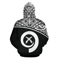 Vanuatu Polynesian Zip up Hoodie Black Curve - Polynesian Pride