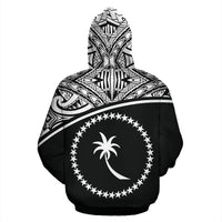 Chuuk All Over Custom Hoodie Micronesian Black Curve - Polynesian Pride
