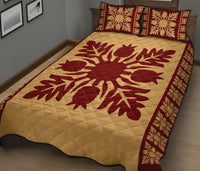 Hawaiian Quilt Pattern Palm Tree And Pineaple Quilt Bed Set - Polynesian Pride