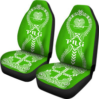 Papua New Guinea Car Seat Covers - Papua New Guinea Coat Of Arms Polynesian Tribal Green - Polynesian Pride