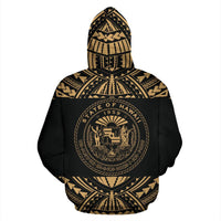 Hawaii All Over Custom Zip up Hoodie Polynesian Gold Version - Polynesian Pride