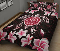 Hawaiian Pinky Turtle Plumeria Quilt Bed Set - Polynesian Pride
