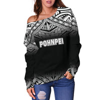 Pohnpei Women's Off Shoulder Sweater - Black Fog Style - Polynesian Pride