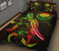 Federated States of Micronesia Polynesian Quilt Bed Set - Turtle With Blooming Hibiscus Reggae - Polynesian Pride