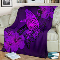 Hawaii Whale Swim Poly Purple Premium Blanket - Polynesian Pride