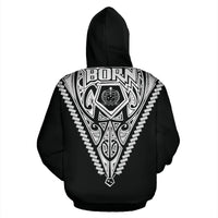Born Samoa Hoodie Samoa Coat of Arms Polynesian Tattoo White - Polynesian Pride