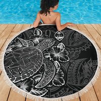 Guam Polynesia Beach Blanket Turtle Hibiscus Black - Polynesian Pride