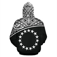 Cook Islands Polynesian Zip up Hoodie Curve Black - Polynesian Pride