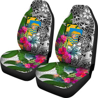Tuvalu Car Seat Covers White - Turtle Plumeria Banana Leaf - Polynesian Pride