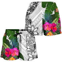 New Caledonia Women's Short White - Turtle Plumeria Banana Leaf Crest - Polynesian Pride