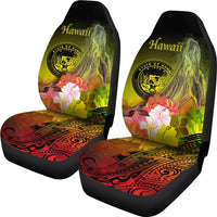 Polynesian Hawaii Car Seat Covers - Humpback Whale with Tropical Flowers (Yellow) - Polynesian Pride