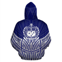 Samoa Polynesian Hoodie Blue Pride Map nd Seal - Polynesian Pride