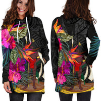 Vanuatu Women's Hoodie Dress - Hibiscus Polynesian Pattern - Polynesian Pride