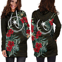 Chuuk Hoodie Dress - Chuuk Flag Hibiscus - Polynesian Pride