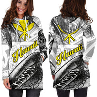 Hawaii Hoodie Dress - Turtle Palm Tree White - Polynesian Pride