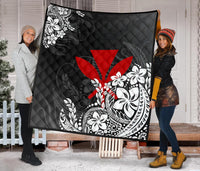 Hawaii Premium Quilt - Red Kanaka Maoli & White Hibiscus Style - Polynesian Pride