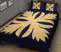 Hawaiian Royal Pattern Quilt Bed Set - Indigo - C3 Style - Polynesian Pride