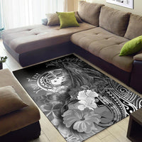Custom Personalised Samoa Area Rug- Humpback Whale with Tropical Flowers (White) - Polynesian Pride