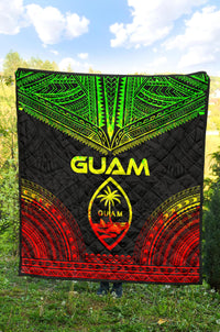 Guam Premium Quilt - Guam Coat Of Arms Polynesian Chief Reggae Version - Polynesian Pride
