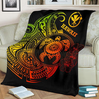 Hawaii Polynesian Premium Blanket - Vintage Polynesian Turtle (Reggae) - Polynesian Pride