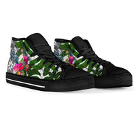Palau High Top Shoes White - Turtle Plumeria Banana Leaf Crest - Polynesian Pride