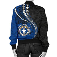 Northern Mariana Islands Women's Bomber Jacket Kanaloa Tatau Gen MP - Polynesian Pride