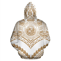 Hawaii Polynesian Zip up Hoodie Tribal New Warrior Style Golden and White Color - Polynesian Pride