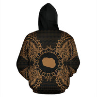 Cook Islands Polynesian All Over Zip up Hoodie Map Gold - Polynesian Pride