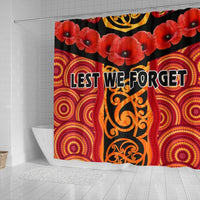 Anzac Lest We Forget Poppy Shower Curtain New Zealand Maori Silver Fern - Australia Aboriginal - Polynesian Pride