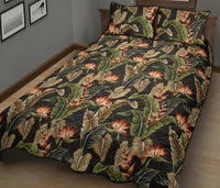 Hawaii Quilt Bed Set Tropical Floral Vintage Strelitzia Flower Banana Leaves AH - Polynesian Pride
