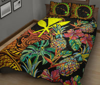 Polynesian Hawaii Quilt Bed Set - Pineapple Hibiscus - Polynesian Pride