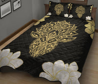 Hawaii Polynesian Turtle Mix Plumeria Gold - Quilt Bed Set AH - Polynesian Pride
