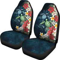 Kanaka Maoli (Hawaiian) Car Seat Covers - Sea Turtle Tropical Hibiscus And Plumeria - Polynesian Pride