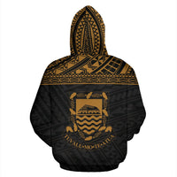 Tuvalu Polynesian Zip up Hoodie Horizontal Gold - Polynesian Pride