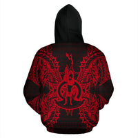 Vanuatu Polynesian All Over Zip up Hoodie Map Red - Polynesian Pride