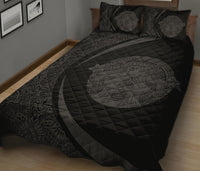 Hawaii Polynesian Pele Mauna Kea Quilt Bed Set Circle Style Grey - Polynesian Pride