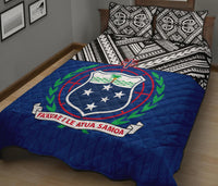 Samoa Polynesian Quilt Bed Set - Samoa Coat Of Arms Blue Version - Polynesian Pride