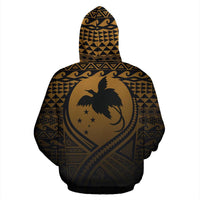 Papua New Guinea All Over Hoodie Lift up Gold - Polynesian Pride