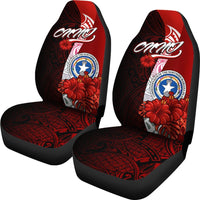 Northern Mariana Islands Polynesian Car Seat Covers - Coat Of Arm With Hibiscus - Polynesian Pride