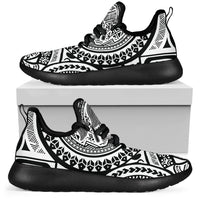 American Samoa Polynesian Tattoo Mesh Knit Sneakers White - Polynesian Pride